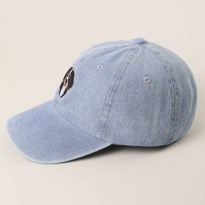 Fashion City - Wholesale Baseball Cap - Unisex - Bernese Mountain Embroidered Denim Baseball Cap6