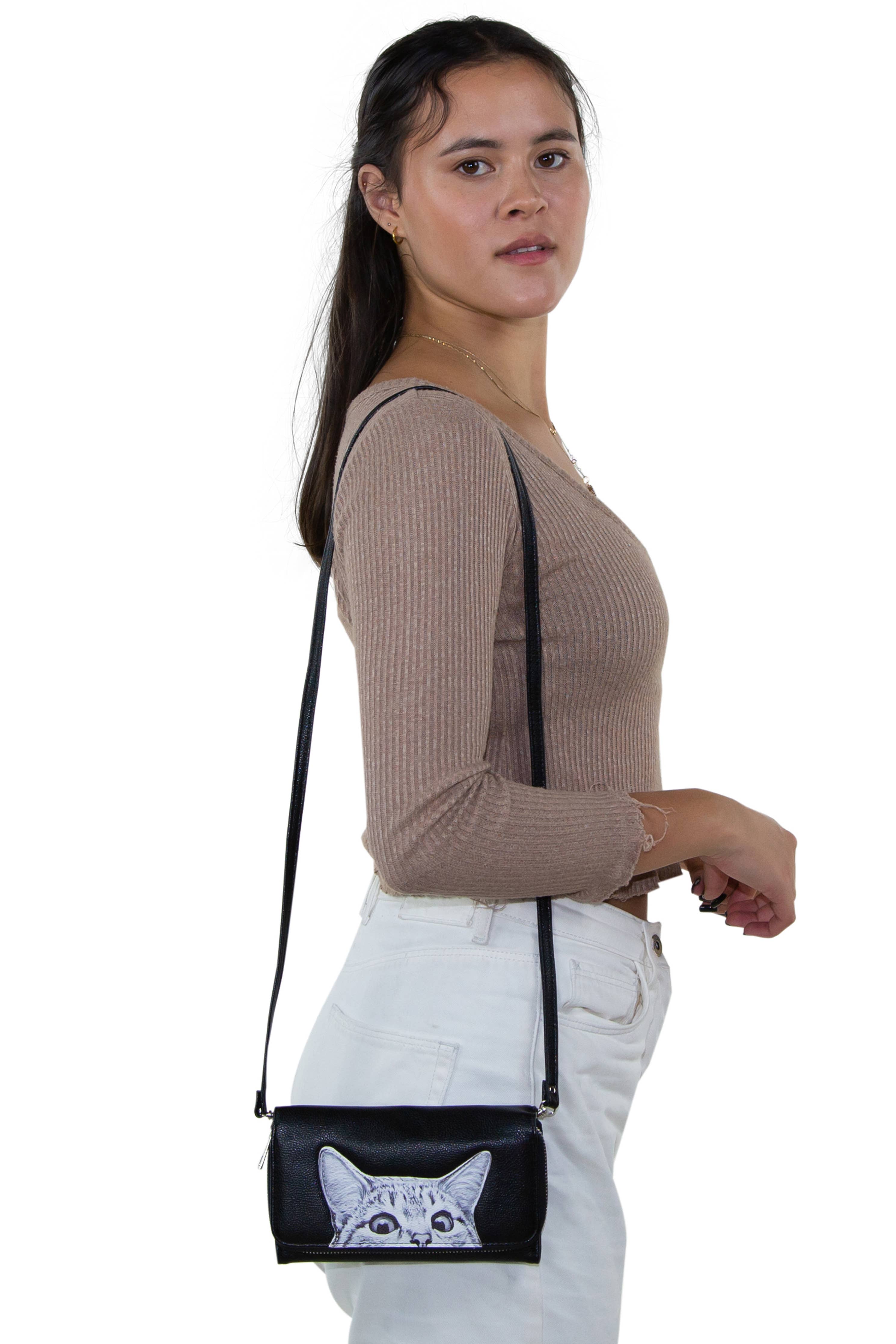 COMECO INC - Vendita all'ingrosso Portafogli - Donna - Portafoglio Peeking Cats con Tracolla Regolabile e Staccabile4