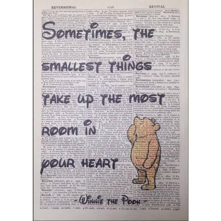 Parksmoonprints - Wholesale Art Print - Winnie The Pooh Smallest Things Quote Dictionary Wall Art