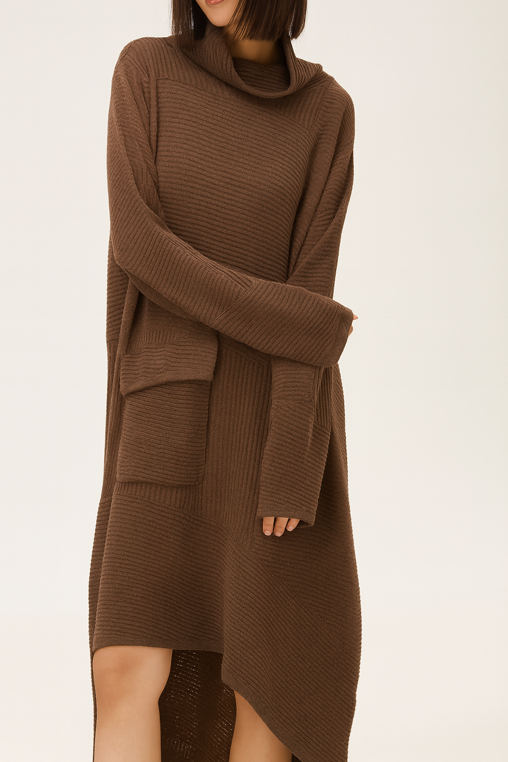 Lucy Sparks - Wholesale Dress - Women's - RIBBED PREMIUM KNIT DRESS WITH SOFT ROLL NECK AND OVERSIZED 1