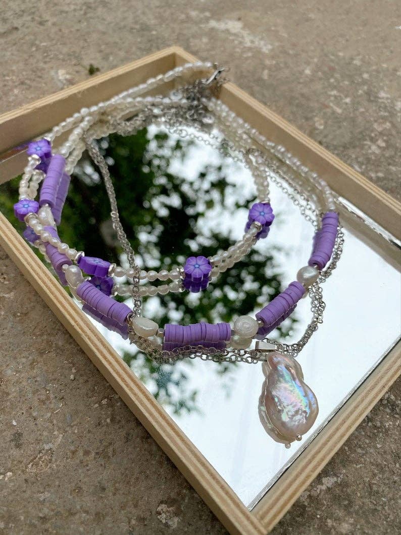 Christina Christi – Colar com missangas/pérolas por atacado – Colares de pérolas e pérolas roxas, colares de verão4