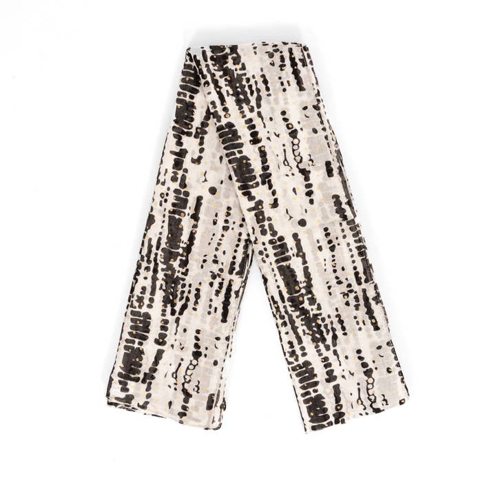 Sarta Accessories – wholesale Scarf – Women's – Soraya Lightweight Cotton Scarf - Black/White, Tie Dye2