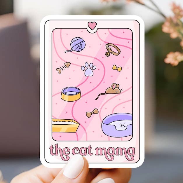 The Cat Mama Tarot Sticker for wholesale by Market by Mari