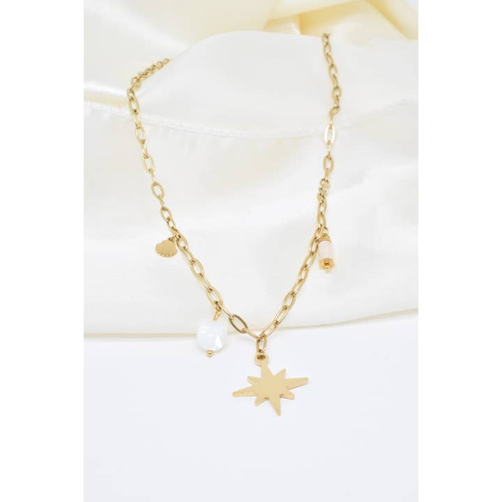 Collier maillons breloques en acier inoxydable - BJ210255 pour la vente par Kapyco