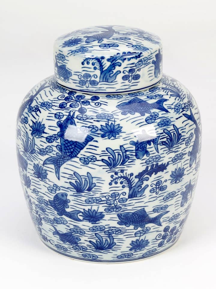 9.5" Jar, Koi Pond Design for wholesale by AA Importing