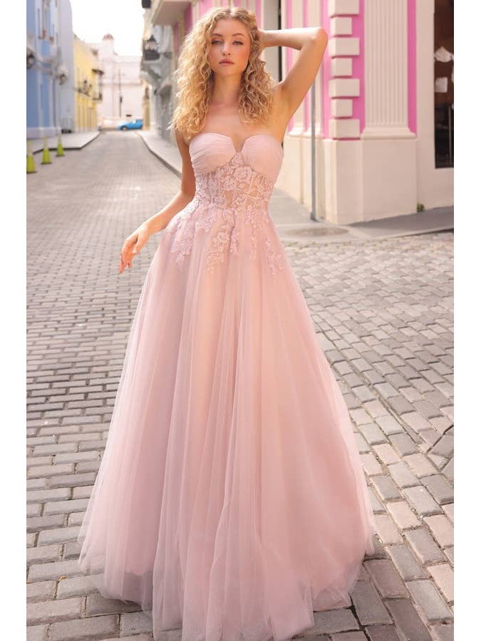 MODIFIED SWEETHEART STRAPLESS/SLEEVELESS A LINE DR for wholesale by Babyfox Apparel