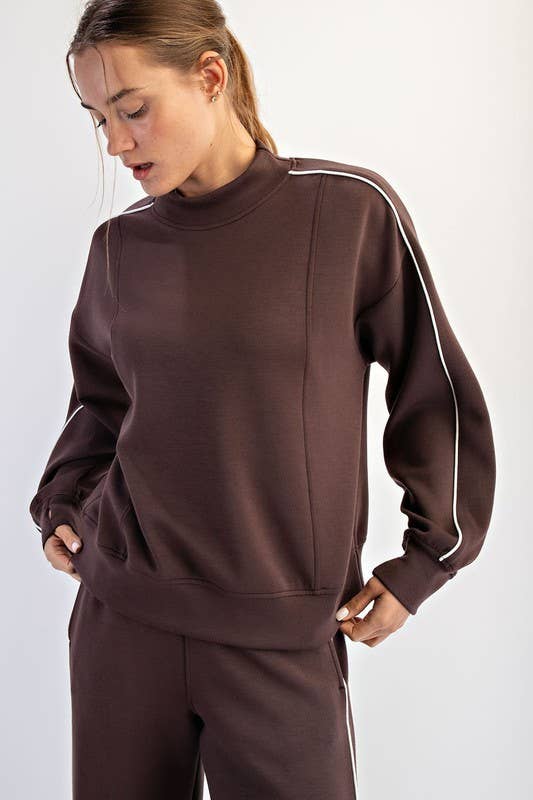 Sunday Morning - Vendita all'ingrosso Felpa - Donna - T540037-Top a Collo Alto in Modal Scuba con Due Righe a Contrasto20