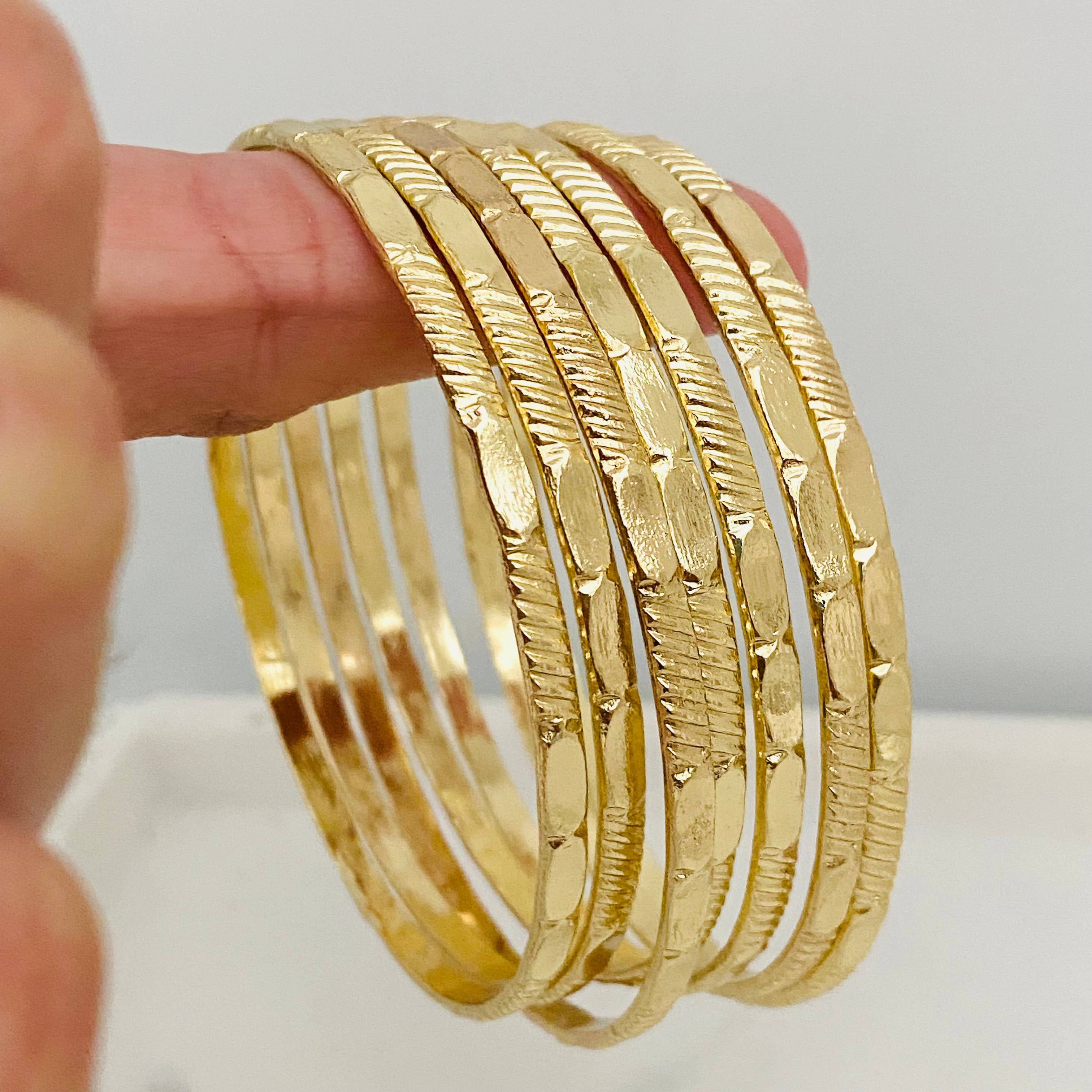 Housegoldjewelry - Wholesale Jewelry Set - Hammered Bangles, Gold Bangle Set, Bangle Bracelet Set7