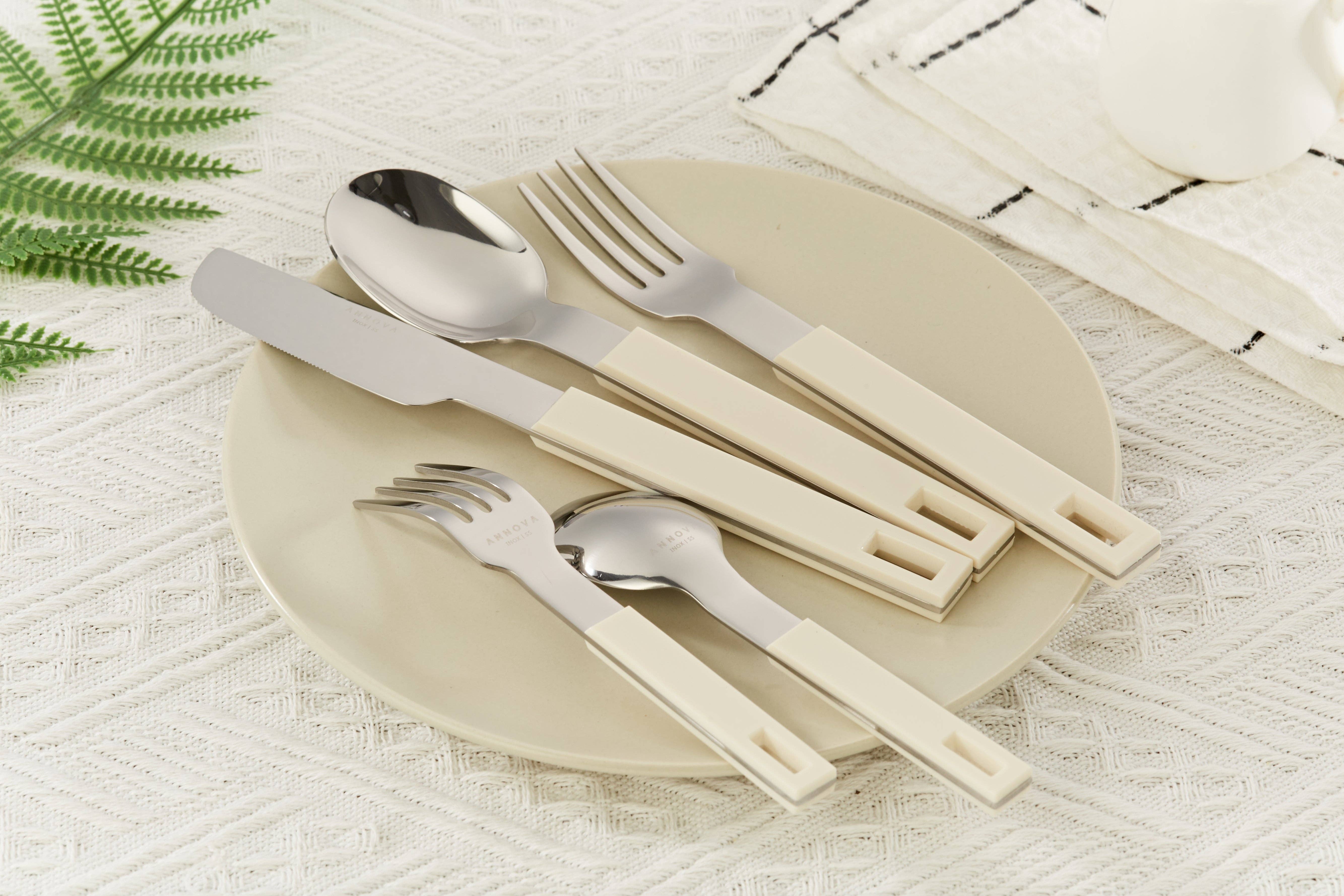 ANNOVA - Wholesale Flatware Set - ANNOVA Block Handle Silverware Set 20 Pieces Color Modern Style Flatware18