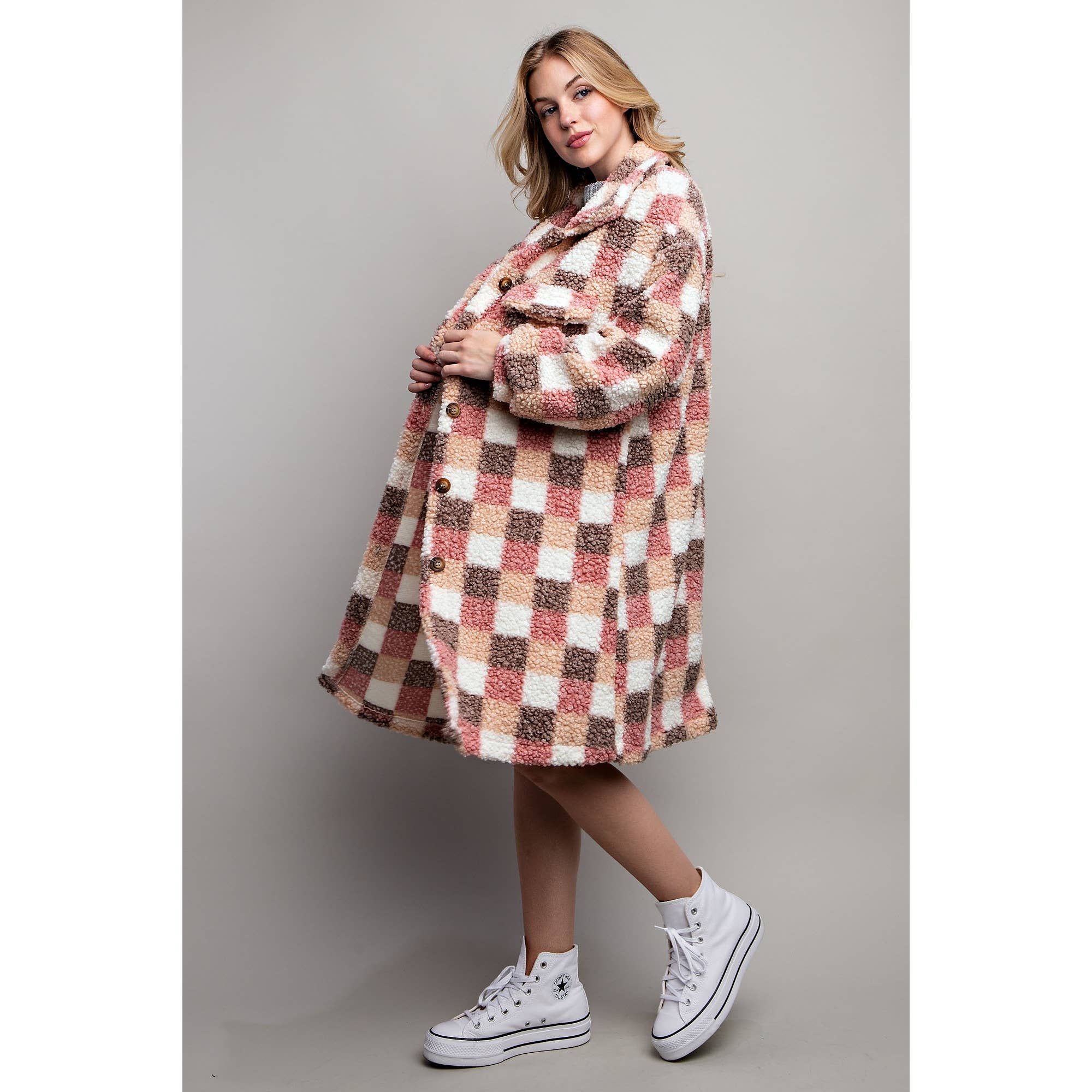 Sweet Generis – Engroshandel Jakke - Dame – PLAID TEDDY OVERSIZE JAKKE14