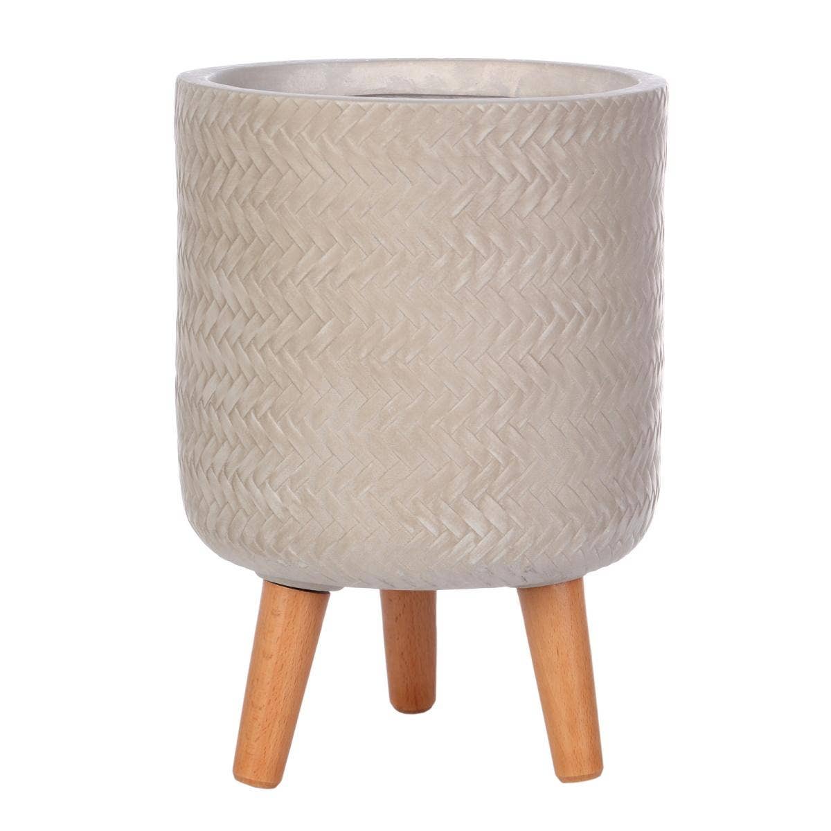 Idealist Lite Fibrestone Planters - Wholesale Plant Pot - IDEALIST Plaited Round Indoor Planter with Legs2