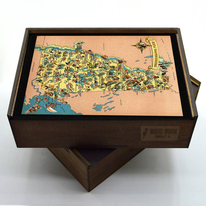 USA* NEW HAMPSHIRE State Wooden Puzzle for wholesale by WAWW Artisanal Wooden Puzzles