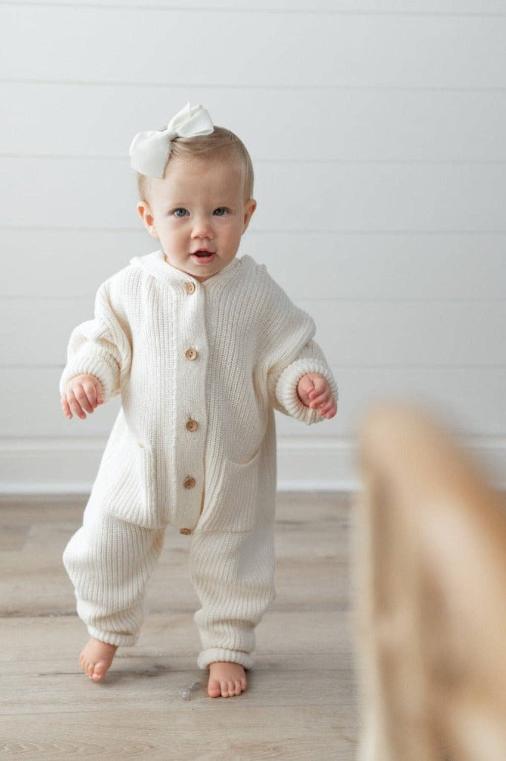 Yooushi - Wholesale Jumpsuit - Baby - Cloud Cream Hooded Knit Playsuit4