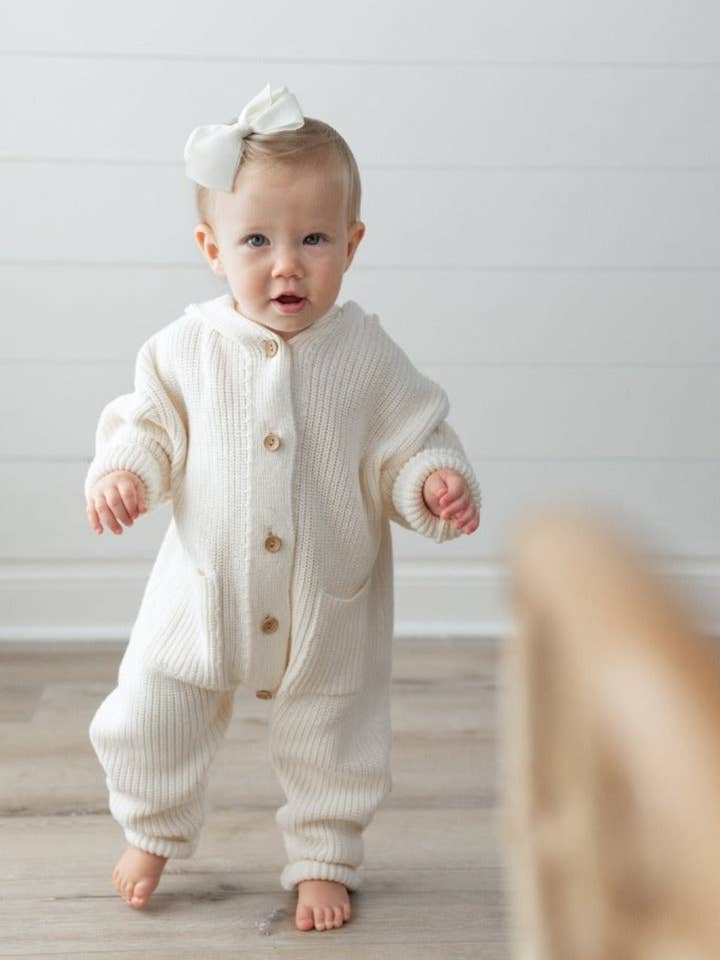 Yooushi - Wholesale Jumpsuit - Baby - Cloud Cream Hooded Knit Playsuit4