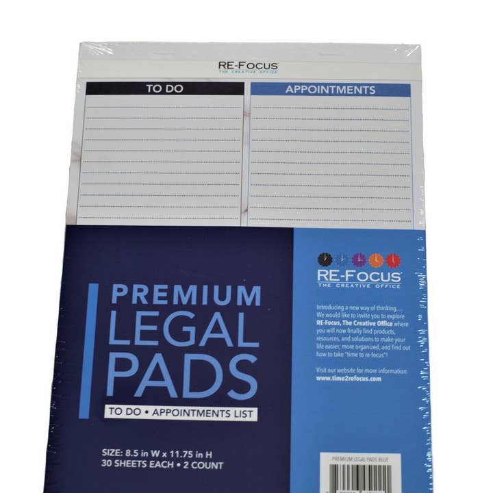 RE-FOCUS THE CREATIVE OFFICE - Wholesale Notepad - Legal Pads with Appointment and To-Do List Columns