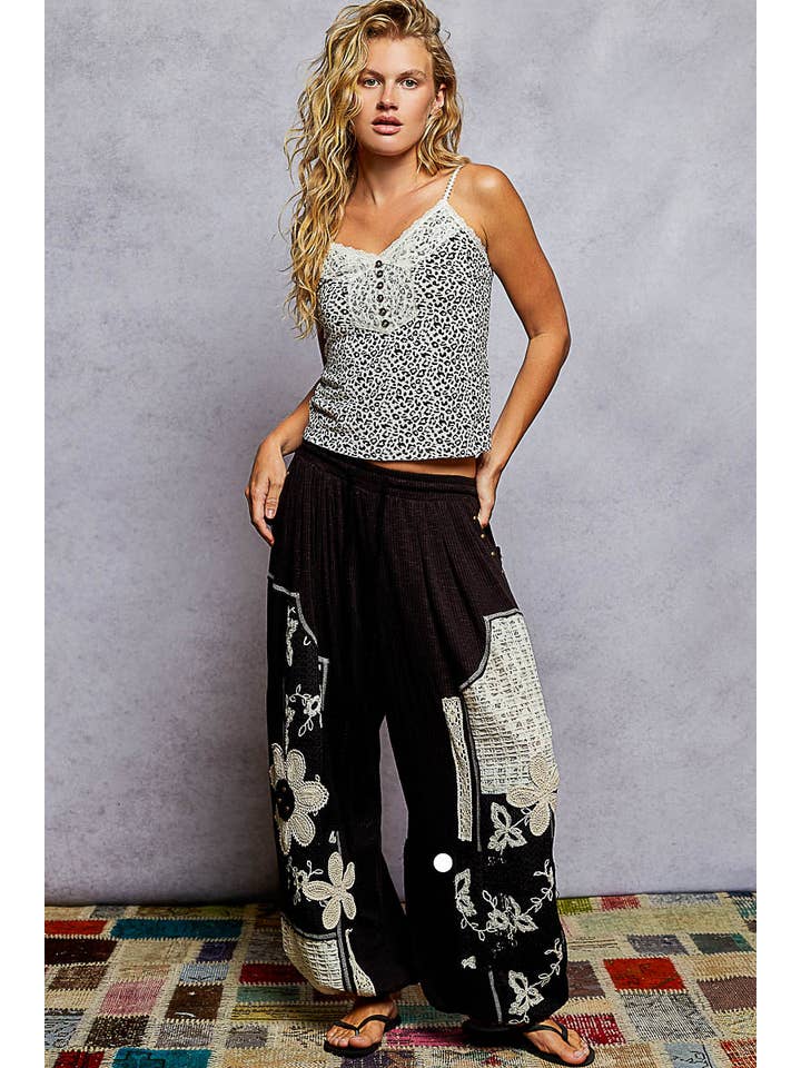 Pol Clothing - Wholesale Pants - Women's - Solid pattern patch detail rib knit jogger pants12