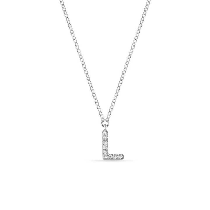 Letter “L” 14K white gold and diamonds for wholesale by Leaf Jewelry