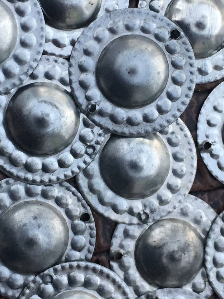 Turkaman Button Design Amulets Silver 100 pcs for wholesale by Senoritas Tribal Designs
