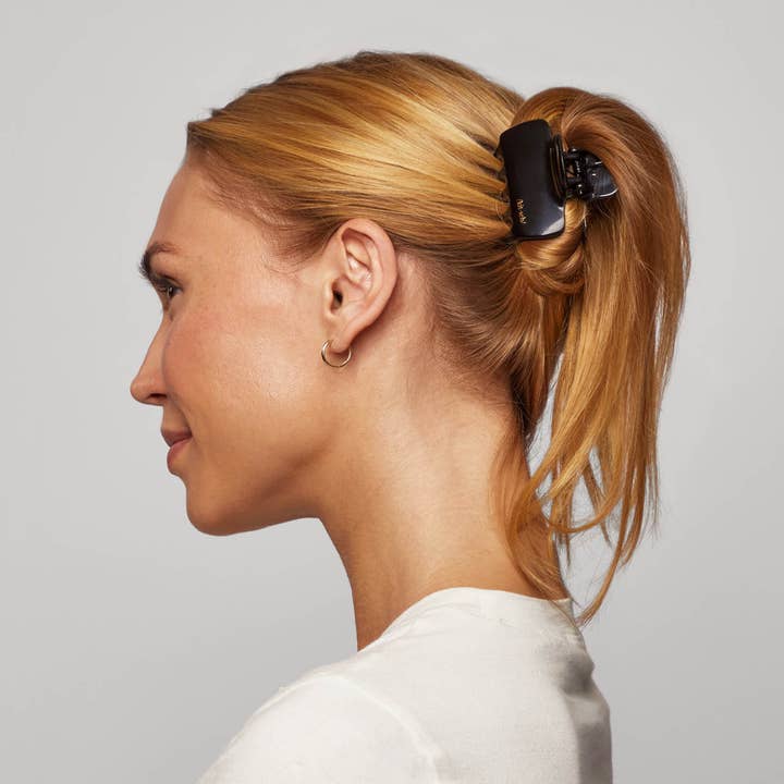 KITSCH - Wholesale Hair Clip - Women's - Recycled Plastic Medium Puffy Claw Clips 2pc Set- Black/Tort4