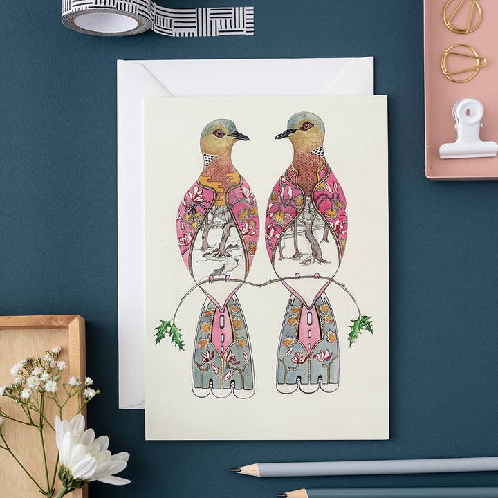 Two Turtle Doves Card for wholesale by The DM Collection ( We cover US import Duties)