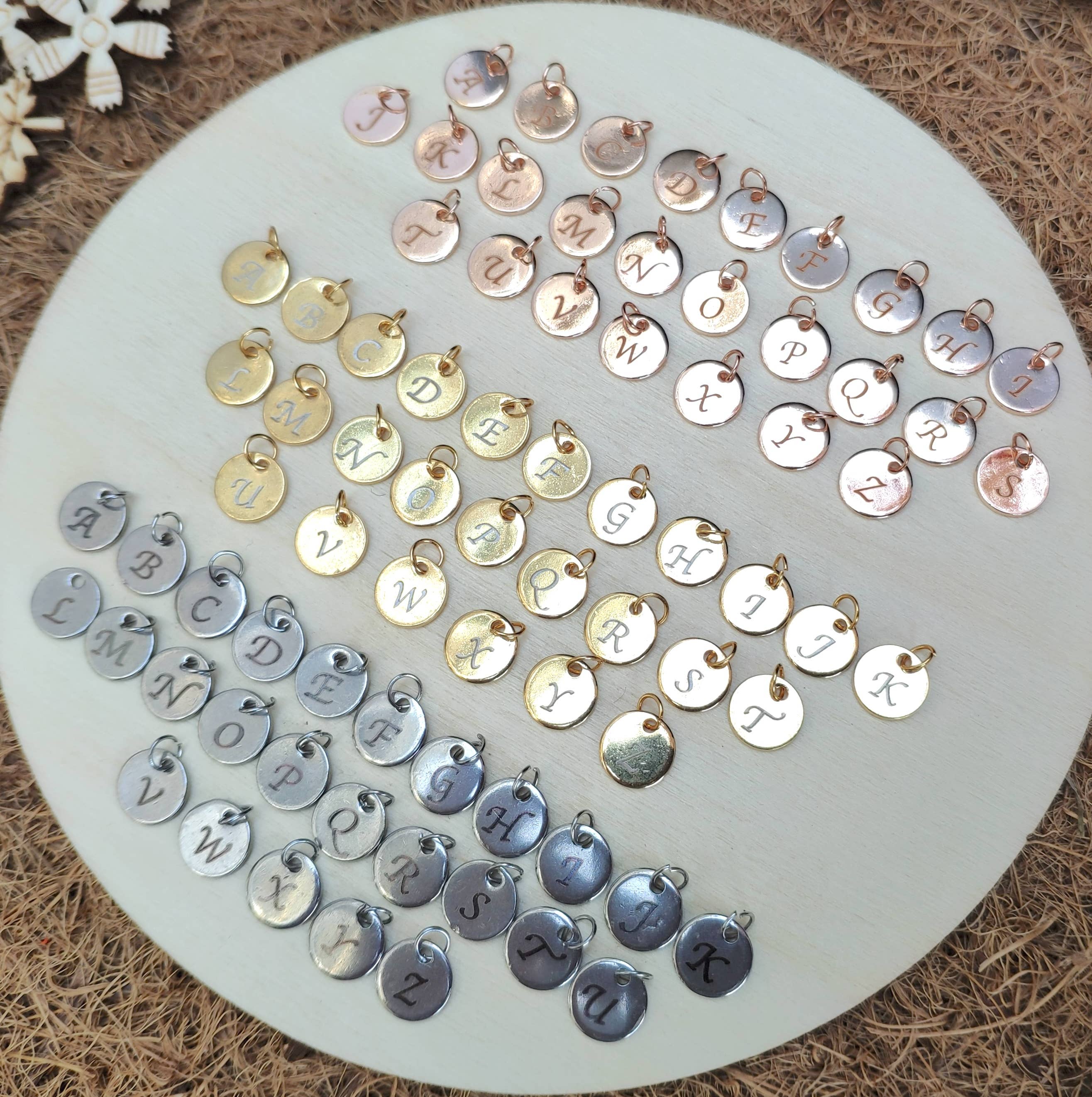 Blueyejewelry - Wholesale Individual Charm/Pendant - 8 MM Initial Charm - Double-Sided Waterproof Letter Charm6