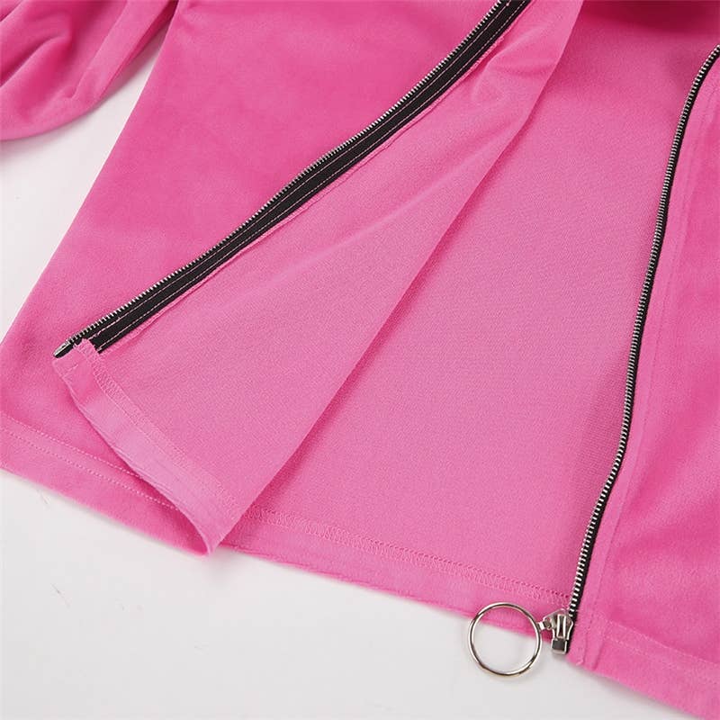 FurDecoration - Wholesale Tracksuit - Women's - Velvet Hooded Zip-Up Long Sleeve Track Suit7