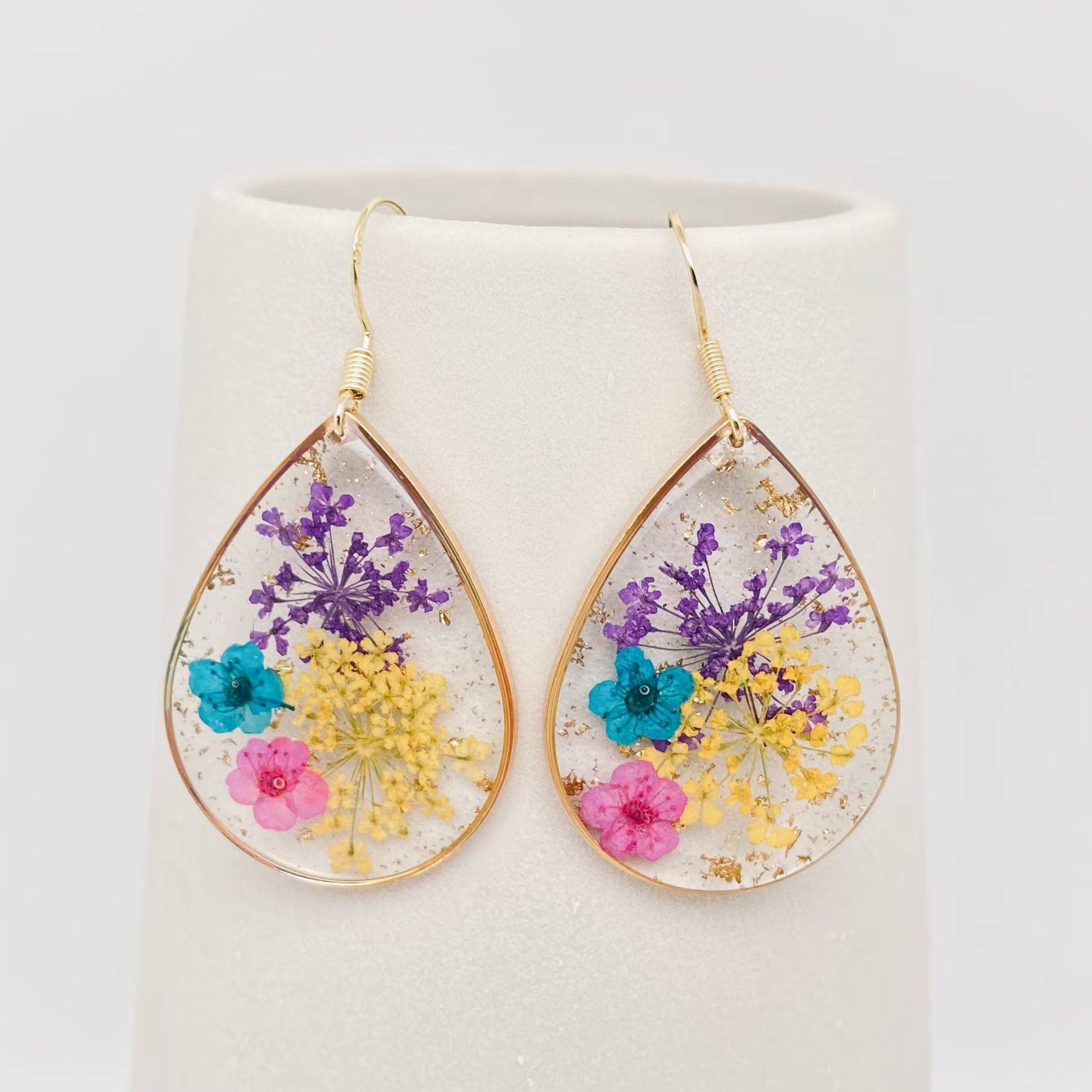 Mio Queena - Wholesale Dangle Earrings - Drop-shaped Natural Dried Flower Earrings - PDF0