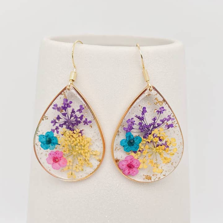 Mio Queena - Wholesale Dangle Earrings - Drop-shaped Natural Dried Flower Earrings - PDF