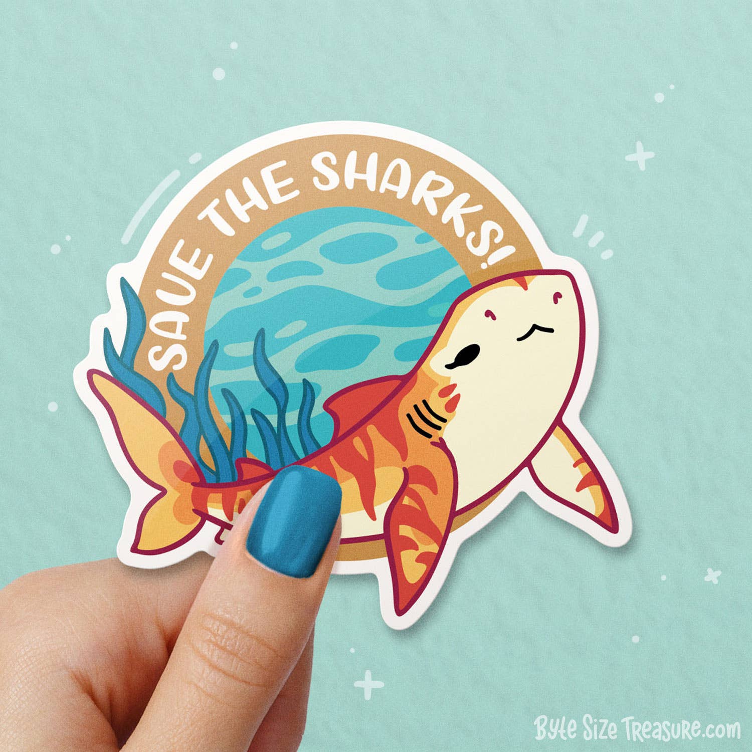 Byte Size Treasure - Wholesale Sticker - Tiger Shark Vinyl Sticker