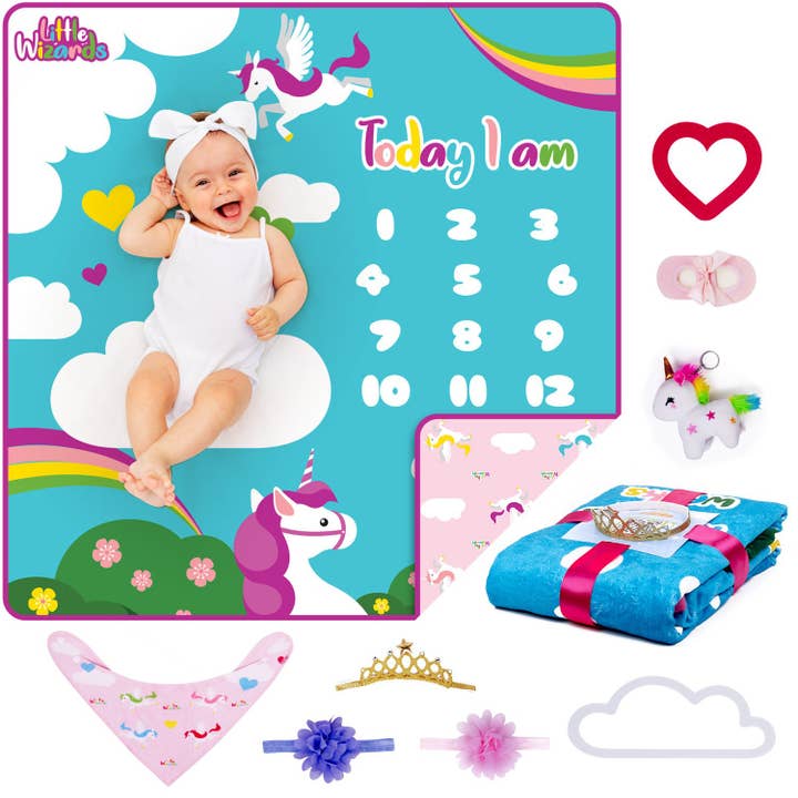 Little Wizard - Baby Monthly Milestone Blanket Girl for wholesale by Little Wizards