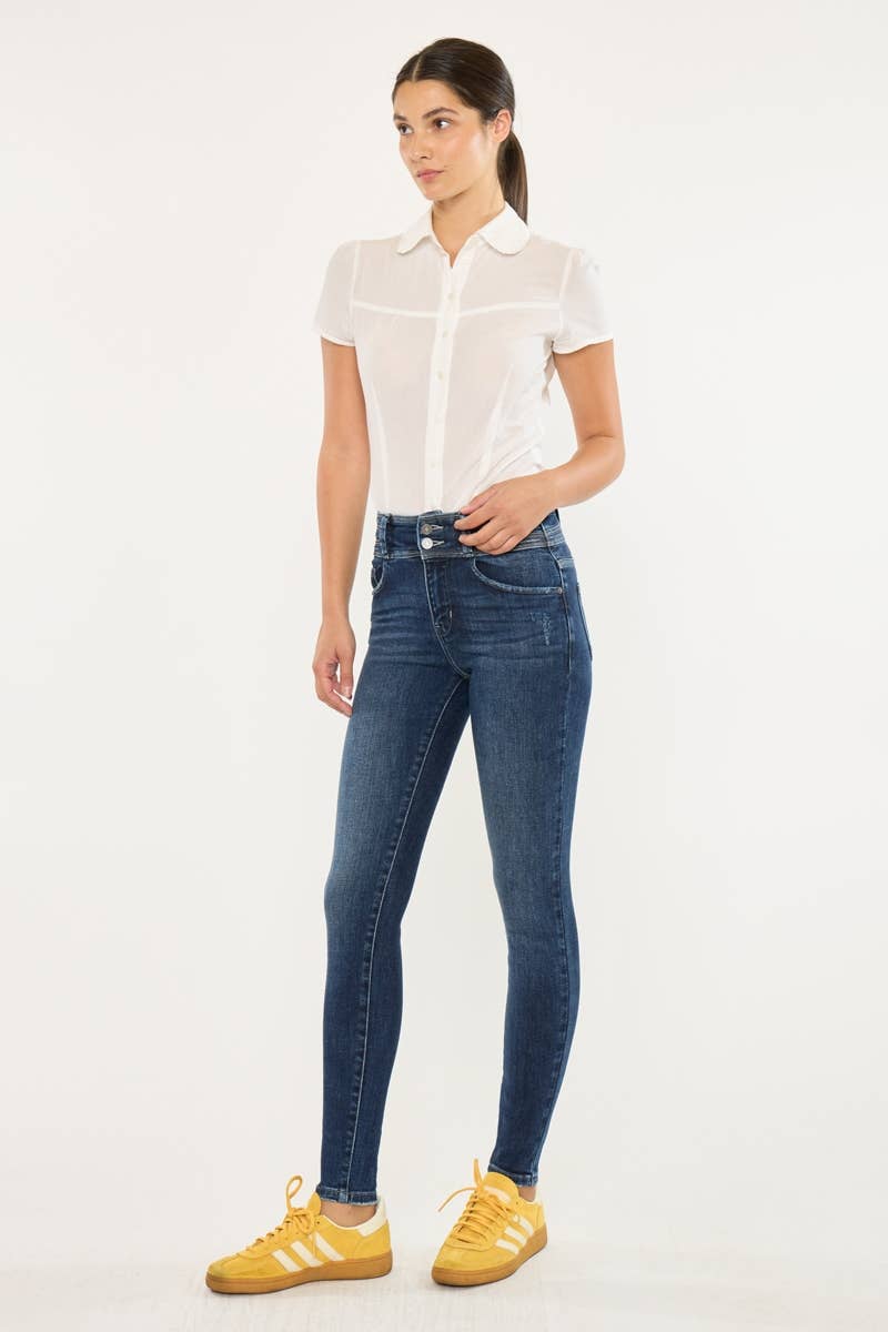 SCURO JEANS SKINNY A DOPPIO BOTTONE CON PATTA APERTA-KC9254D in vendita all'ingrosso su Faire2