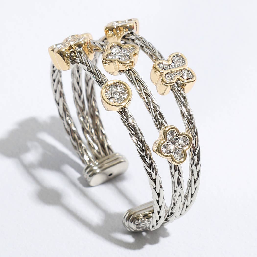   Triple Braided Bangle Butterfly Deco Bracelet for wholesale on Faire2