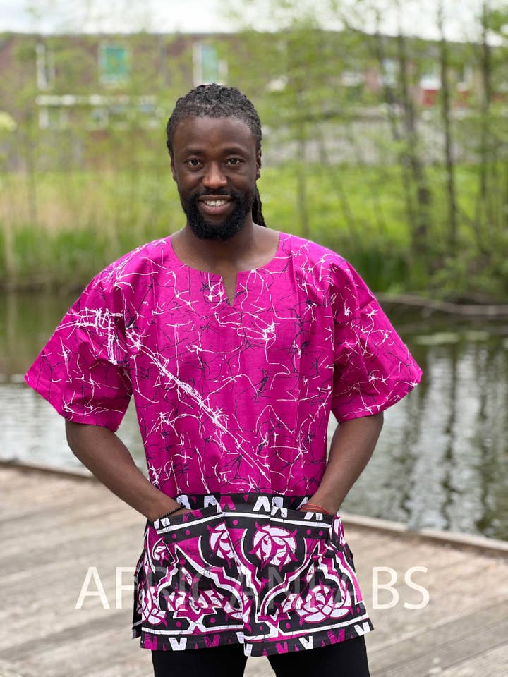 AfricanFabs - Wholesale T-Shirt - Unisex - Purple Dashiki Shirt / Dashiki Dress - African print top - Unisex