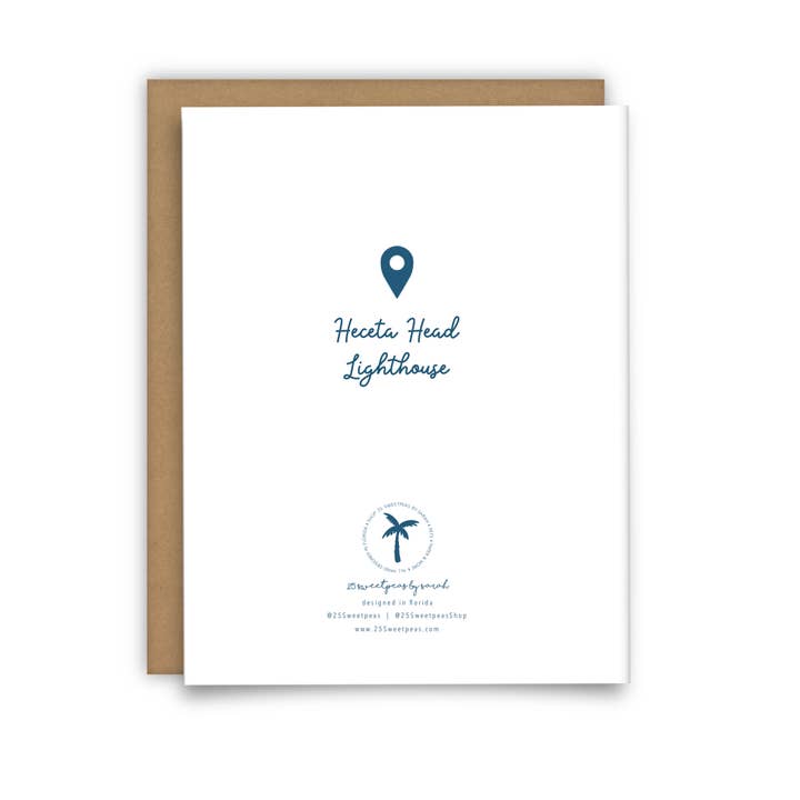 25 Sweetpeas - Wholesale Christmas Card - Heceta Head Lighthouse Greetings From Card Box Set of 62