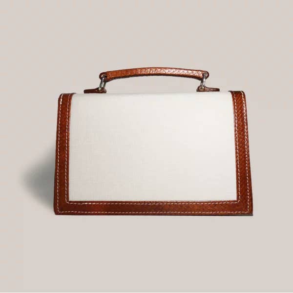 Rosso Borsa a portafoglio in pelle e lino rosso salmone in vendita all'ingrosso su Faire3