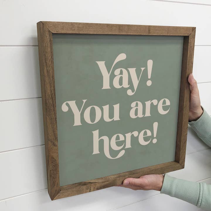 Hangout Home - Wholesale Sign - Quote Yay You Are Here - Home Canvas Word Art - Framed Decor2