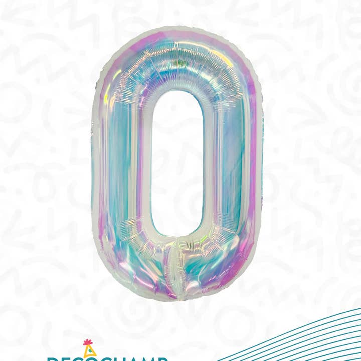 THE BALLOON HUB - Wholesale Balloon - DecoChamp Iridescent Air-fill Number Balloons (0 to 9) - 34 in.