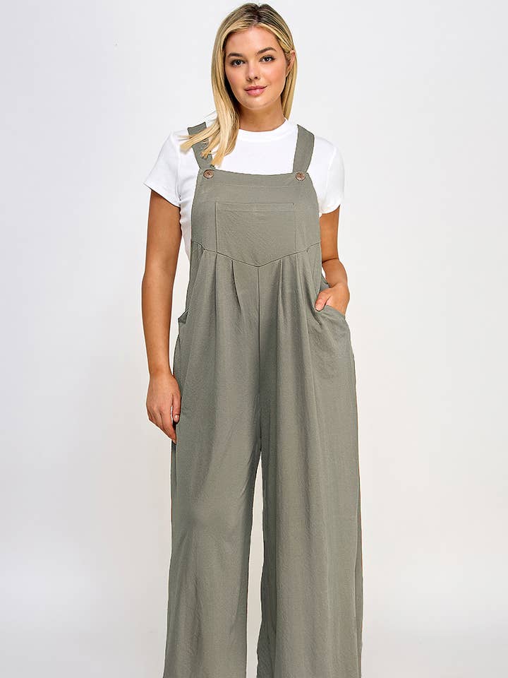 Haute Fox Plus Size & Contemporary - Wholesale Overalls - Women's - Plus Size Pleated Overalls with Pockets - JK18514-JS6