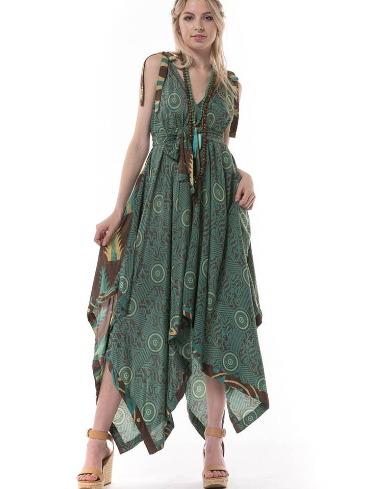 Abito Durga - Sari riciclato per la vendita all'ingrosso da parte di Guru