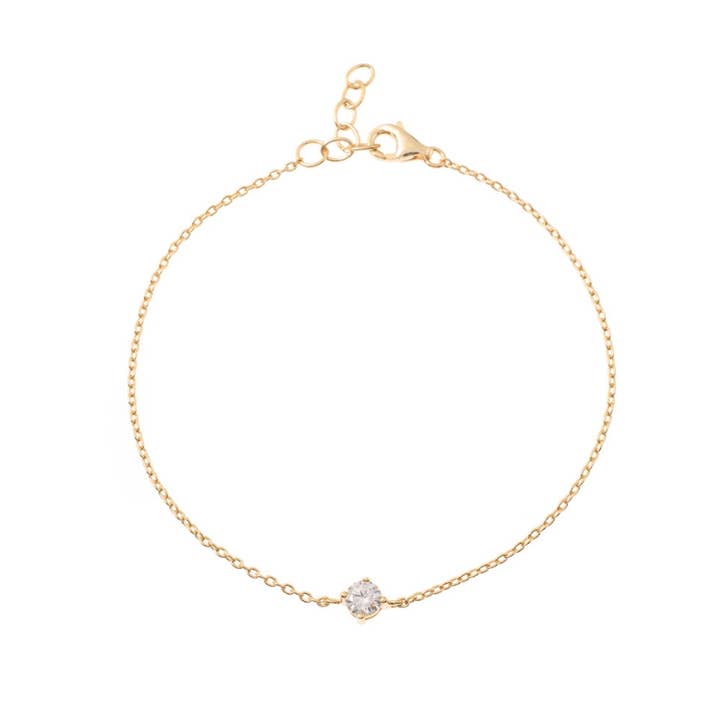 Cubic zirconia bracelet - 4 mm - silver gold plated for wholesale by Buganto