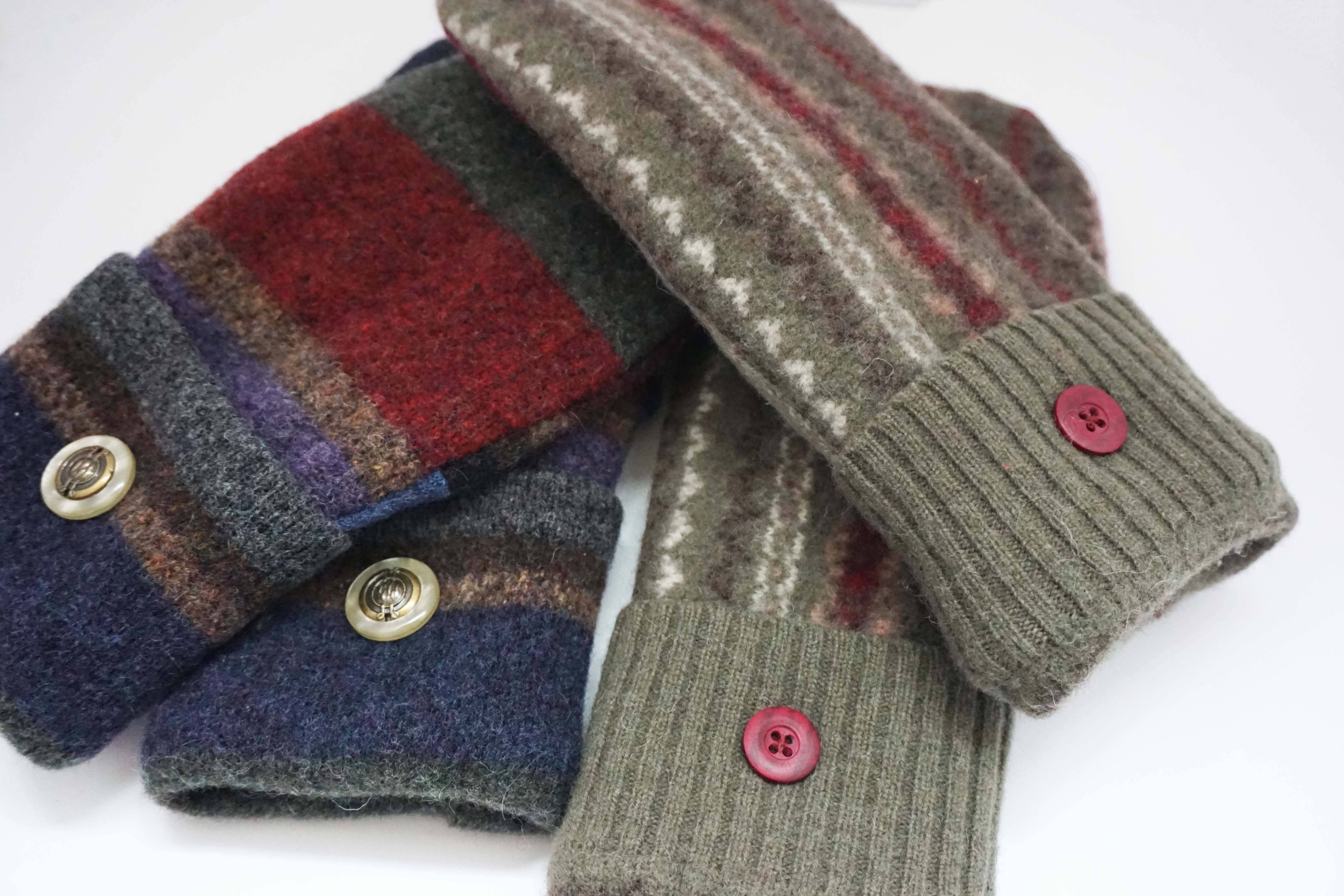 One Stitch Away - Wholesale Mittens - Women's - Felted Wool Mittens – Handmade, Upcycled & Lined for Warmth13