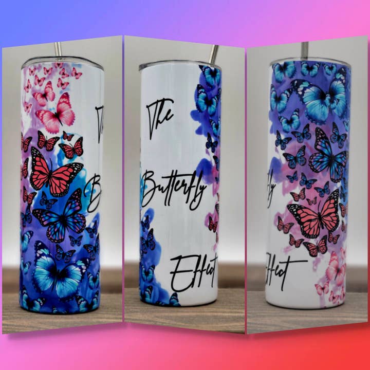 LGH Designs - Wholesale Insulated Mug/Tumbler - Butterfly Cup, Custom Butterfly Tumbler, 20oz Tumbler, Reusable Cup, Butterflies, Personalized Cup, Custom Saying Butterfly Cup