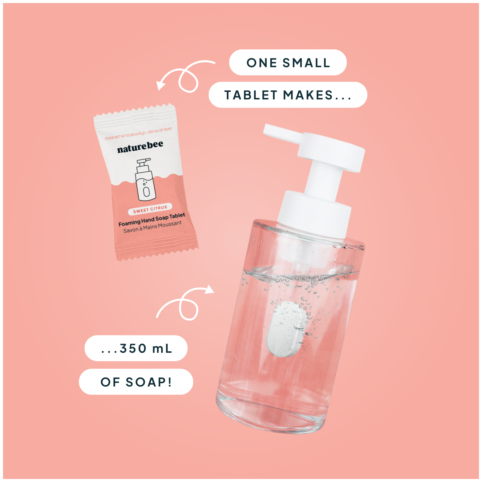 NATURE BEE - Vente Savons/lotions pour les mains - Recharge en pastilles de savon moussant concentré parfum agrumes doux3