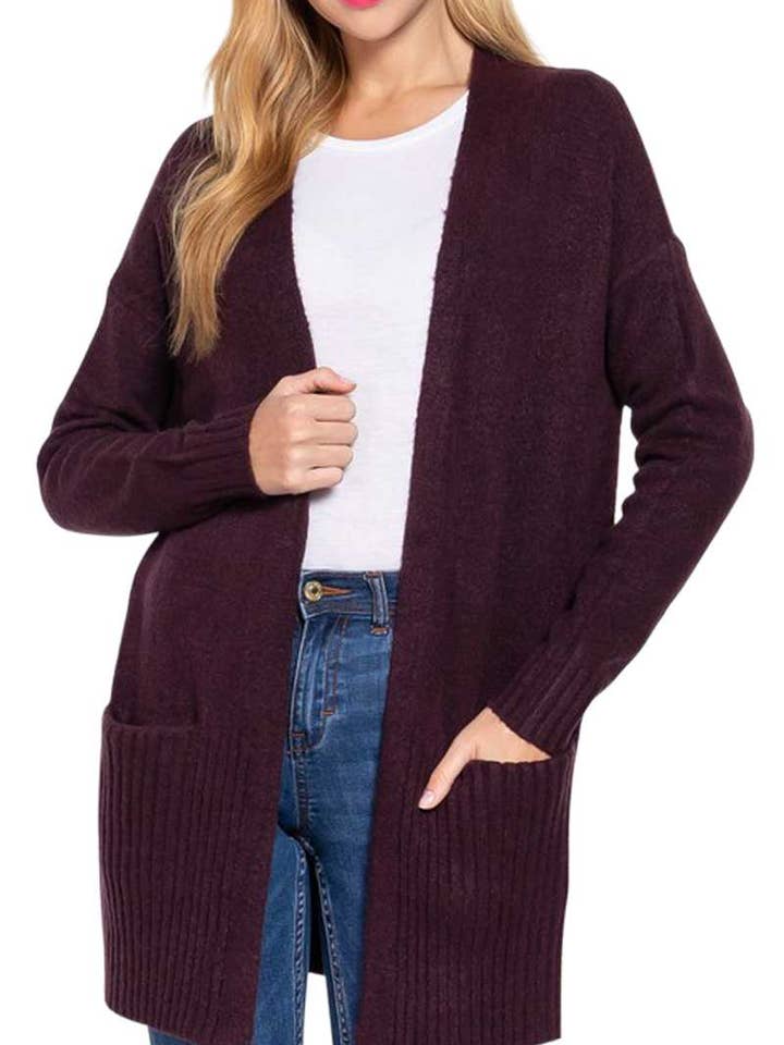 Cárdigan suéter de manga larga con frente abierto para venta al por mayor de Vanilla Monkey