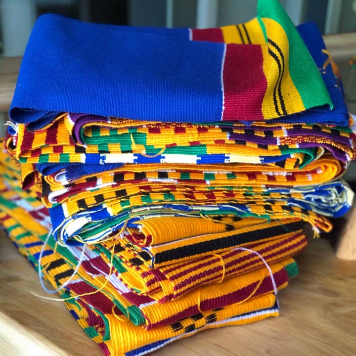 Sjerp/stoel/sjaal met Kente print, uniseks, geassorteerd voor wholesale door AfriMart International