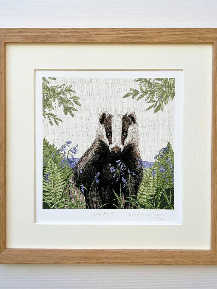 Badger Art Print for wholesale by Helen Briggs Design