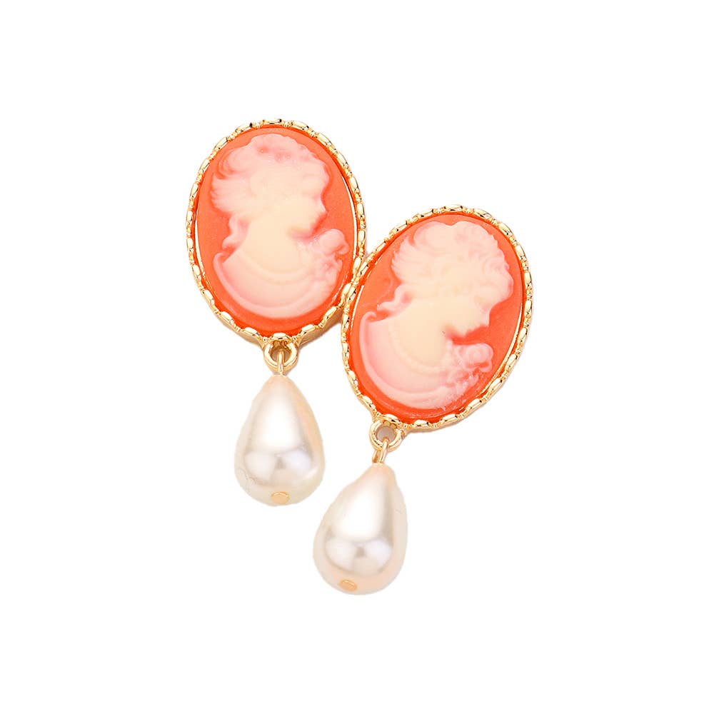Sensibling Corp. - Wholesale Dangle Earrings - Teardrop Pearl Dangle Cameo Earrings11