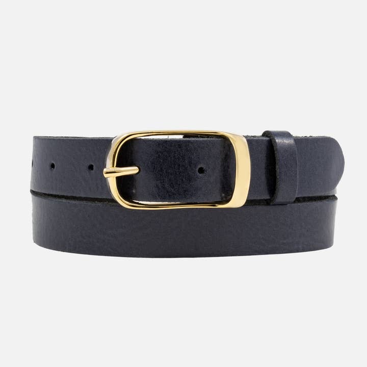 Amsterdam Heritage Leather Belts, Bags, Jackets & Apparel - Wholesale Belt - Women's - Lasse | Gold Buckle Skinny Classic Design Leather Belt Women0