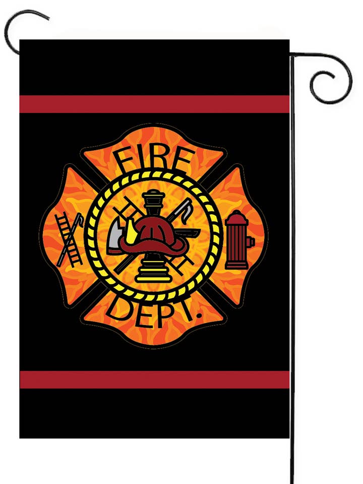 Fire Dept Emblem Garden Flag for wholesale by Happy Cow Lawn Decor