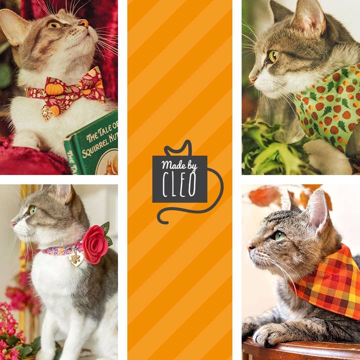 Made By Cleo – wholesale Fluga - Katt och hund – ”Kanel” - Fall Plaid Fluga för katter + Små hundar
